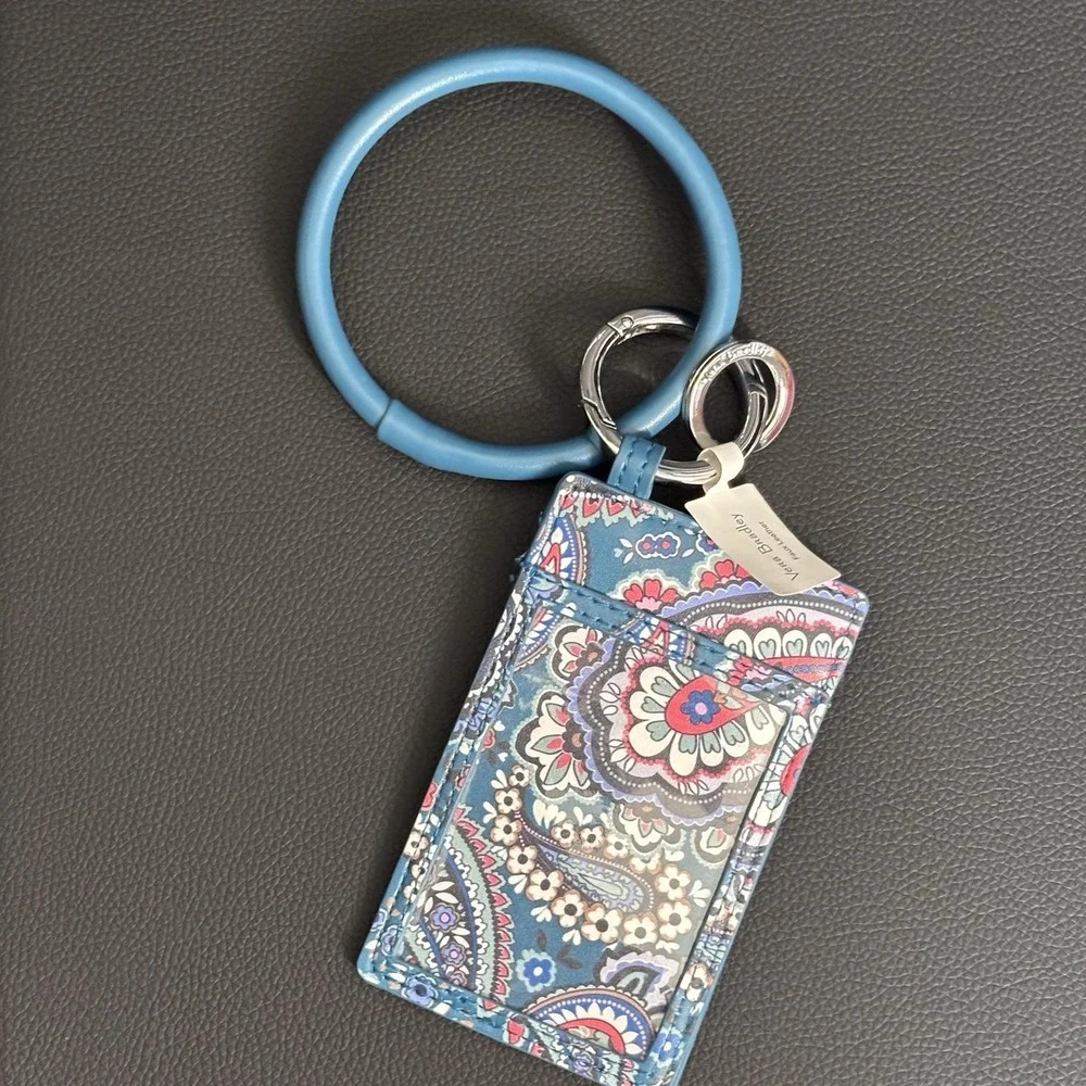 NWT VERA BRADLEY  Blue ID Case & Lanyard Cards Key Chain Holder Bracelet
